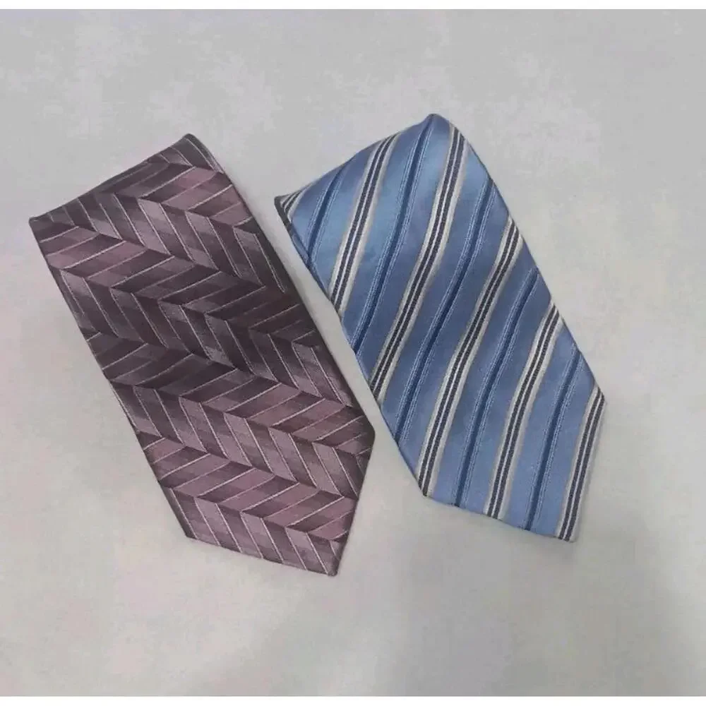 Croft & Barrow 2 Pack Tie Bundle Lot Purple And Blue 100% Silk Neck Tie